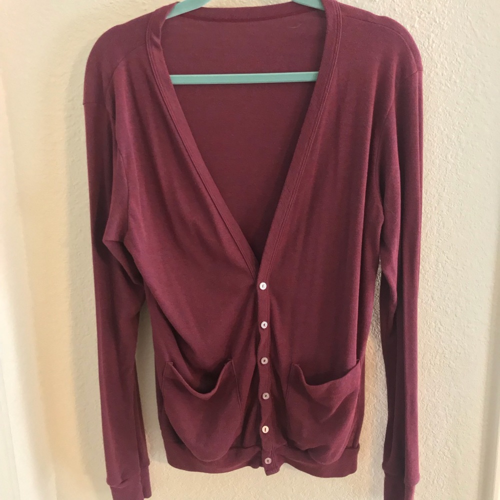 American Apparel Maroon Cotton polyester cardigan